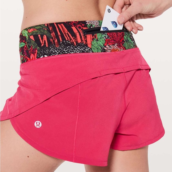 Lululemon Speed Up Short size 2 pink Fuchsia/zen garden multi like new condition - Picture 3 of 13